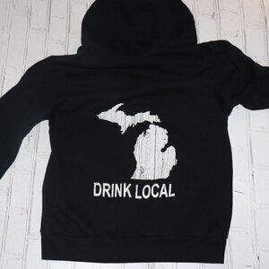 Drink Local Michigan The Cabin Bar & Grill Linwood, MI Hooded Sweater Size Med